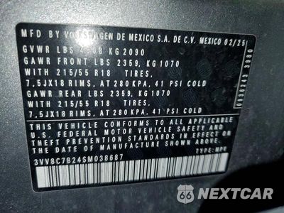 Zdjęcie 14 z 14 samochodu: 2025 VOLKSWAGEN TAOS S VIN:3VV8C7B24SM038687 - miniatura