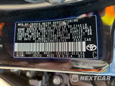 Zdjęcie 12 z 12 samochodu: 2022 TOYOTA COROLLA LE VIN:5YFEPMAE8NP352145 - miniatura