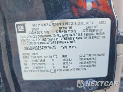 Zdjęcie 13 z 13 samochodu: 2004 BUICK RENDEZVOUS CX VIN:3G5DA03E64S579345 - miniatura