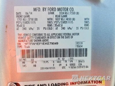 Zdjęcie 12 z 12 samochodu: 2014 FORD F150 SUPERCREW VIN:1FTFW1EF1EKE79049 - miniatura