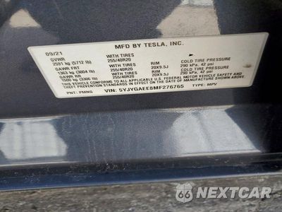 Zdjęcie 12 z 12 samochodu: 2021 TESLA MODEL Y VIN:5YJYGAEE8MF276765 - miniatura