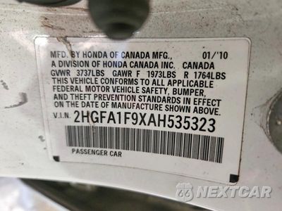 Zdjęcie 12 z 12 samochodu: 2010 HONDA CIVIC EXL VIN:2HGFA1F9XAH535323 - miniatura