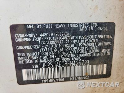 Zdjęcie 13 z 13 samochodu: 2014 SUBARU FORESTER 2.5I PREMIUM VIN:JF2SJAEC8EH426723 - miniatura