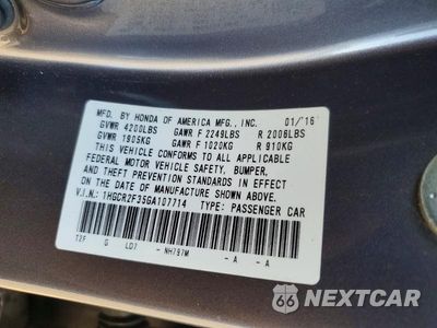 Zdjęcie 12 z 12 samochodu: 2016 HONDA ACCORD LX VIN:1HGCR2F35GA107714 - miniatura
