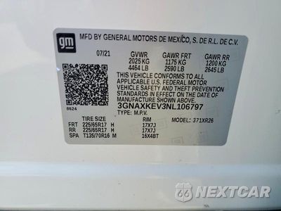 Zdjęcie 14 z 14 samochodu: 2022 CHEVROLET EQUINOX LT VIN:3GNAXKEV3NL106797 - miniatura