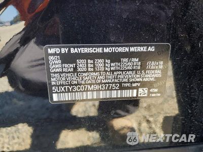 Zdjęcie 12 z 12 samochodu: 2021 BMW X3 SDRIVE30I VIN:5UXTY3C07M9H37752 - miniatura