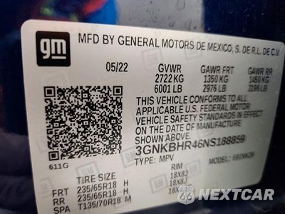 Zdjęcie 13 z 13 samochodu: 2022 CHEVROLET BLAZER 2LT VIN:3GNKBHR46NS188859 - miniatura