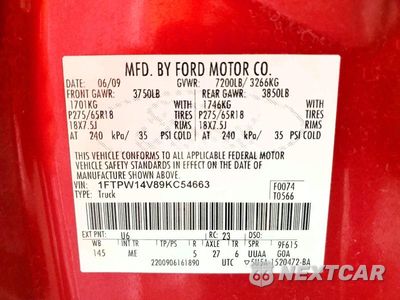 Zdjęcie 12 z 12 samochodu: 2009 FORD F150 SUPERCREW VIN:1FTPW14V89KC54663 - miniatura