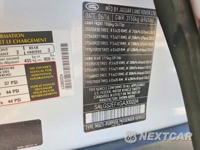 Zdjęcie 14 z 14 samochodu: 2016 LAND ROVER RANGE ROVER SUPERCHARGED VIN:SALGS2EFXGA300224 - miniatura
