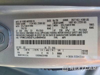 Zdjęcie 13 z 13 samochodu: 2020 FORD ESCAPE TITANIUM VIN:1FMCU0DZ1LUB69432 - miniatura