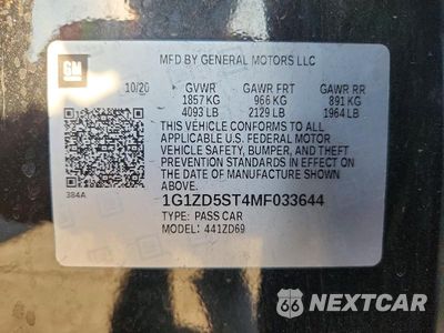 Zdjęcie 12 z 12 samochodu: 2021 CHEVROLET MALIBU LT VIN:1G1ZD5ST4MF033644 - miniatura