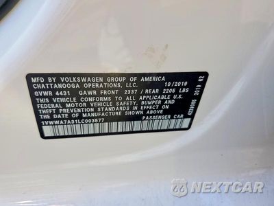 Zdjęcie 13 z 13 samochodu: 2020 VOLKSWAGEN PASSAT SE VIN:1VWWA7A31LC003577 - miniatura