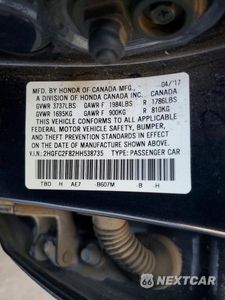 Zdjęcie 12 z 12 samochodu: 2017 HONDA CIVIC EX VIN:2HGFC2F82HH538735 - miniatura