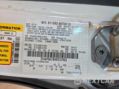 Zdjęcie 12 z 12 samochodu: 2017 FORD FUSION S VIN:3FA6P0G78HR231903 - miniatura