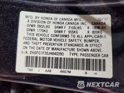 Zdjęcie 12 z 12 samochodu: 2018 HONDA CIVIC EX VIN:2HGFC1F35JH640390 - miniatura