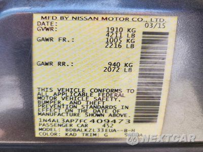 Zdjęcie 12 z 12 samochodu: 2015 NISSAN ALTIMA 2.5 SV VIN:1N4AL3AP7FC409473 - miniatura