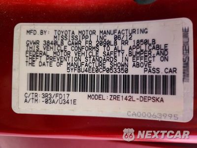 Zdjęcie 12 z 12 samochodu: 2012 TOYOTA COROLLA S VIN:5YFBU4EE0CP053350 - miniatura