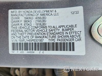 Zdjęcie 13 z 13 samochodu: 2023 HONDA CIVIC SPORT TOURING VIN:19XFL1H89PE001957 - miniatura