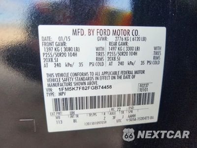 Zdjęcie 13 z 13 samochodu: 2015 FORD EXPLORER LIMITED VIN:1FM5K7F82FGB74458 - miniatura