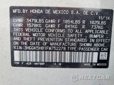 Zdjęcie 14 z 14 samochodu: 2015 HONDA FIT EX VIN:3HGGK5H81FM752278 - miniatura