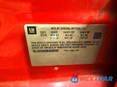 Zdjęcie 13 z 13 samochodu: 2014 CHEVROLET SONIC LT VIN:1G1JC5SH9E4235565 - miniatura