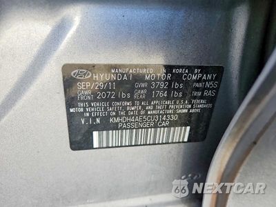 Zdjęcie 12 z 12 samochodu: 2012 HYUNDAI ELANTRA GLS VIN:KMHDH4AE5CU314330 - miniatura