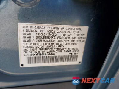 Zdjęcie 13 z 13 samochodu: 2005 HONDA PILOT EX VIN:2HKYF18475H517126 - miniatura
