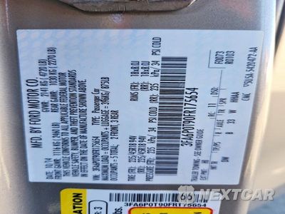 Zdjęcie 13 z 13 samochodu: 2015 FORD FUSION SE VIN:3FA6P0T90FR175654 - miniatura