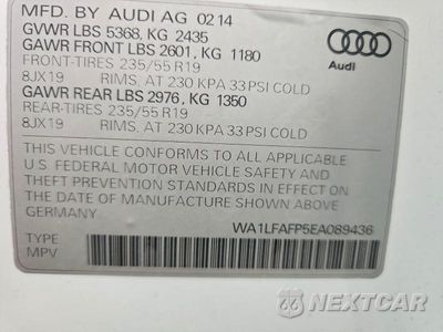 Zdjęcie 13 z 13 samochodu: 2014 AUDI Q5 PREMIUM PLUS VIN:WA1LFAFP5EA089436 - miniatura
