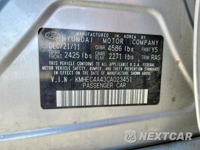 Zdjęcie 12 z 12 samochodu: 2012 HYUNDAI SONATA HYBRID VIN:KMHEC4A43CA023451 - miniatura