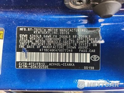 Zdjęcie 12 z 12 samochodu: 2007 TOYOTA CAMRY LE VIN:4T1BE46K47U077348 - miniatura