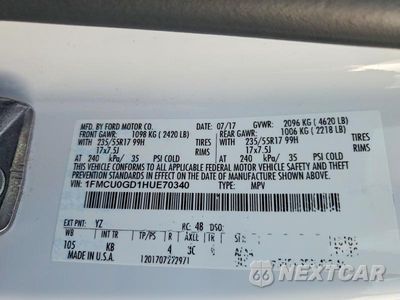 Zdjęcie 14 z 14 samochodu: 2017 FORD ESCAPE SE VIN:1FMCU0GD1HUE70340 - miniatura