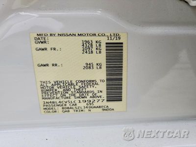 Zdjęcie 12 z 12 samochodu: 2020 NISSAN ALTIMA SR VIN:1N4BL4CV5LC199277 - miniatura