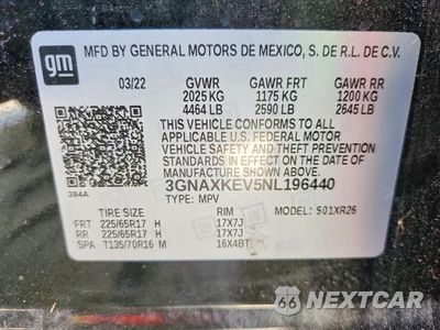 Zdjęcie 13 z 13 samochodu: 2022 CHEVROLET EQUINOX LT VIN:3GNAXKEV5NL196440 - miniatura