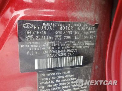 Zdjęcie 12 z 12 samochodu: 2017 HYUNDAI ELANTRA SPORT VIN:KMHD04LB4HU354271 - miniatura