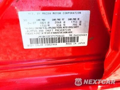 Zdjęcie 12 z 12 samochodu: 2007 MAZDA 3 I VIN:JM1BK12F571758463 - miniatura