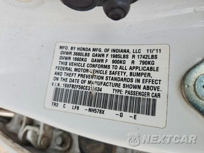 Zdjęcie 12 z 12 samochodu: 2012 HONDA CIVIC LX VIN:19XFB2F59CE318634 - miniatura