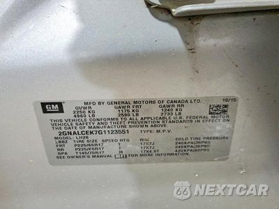 Zdjęcie 13 z 13 samochodu: 2016 CHEVROLET EQUINOX LT VIN:2GNALCEK7G1123551 - miniatura