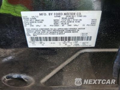 Zdjęcie 13 z 13 samochodu: 2013 FORD EDGE SEL VIN:2FMDK3JC7DBC24937 - miniatura