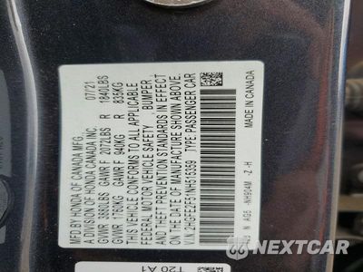 Zdjęcie 12 z 12 samochodu: 2022 HONDA CIVIC SPORT VIN:2HGFE2F51NH515359 - miniatura