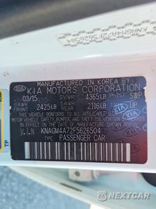 Zdjęcie 12 z 12 samochodu: 2015 KIA OPTIMA LX VIN:KNAGM4A72F5626504 - miniatura
