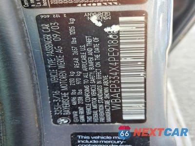 Zdjęcie 12 z 12 samochodu: 2004 BMW 3 SERIES VIN:WBAEP334X4PE91868 - miniatura