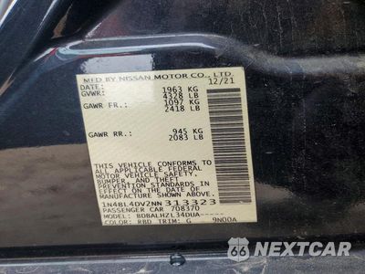 Zdjęcie 12 z 12 samochodu: 2022 NISSAN ALTIMA SV VIN:1N4BL4DV2NN313323 - miniatura