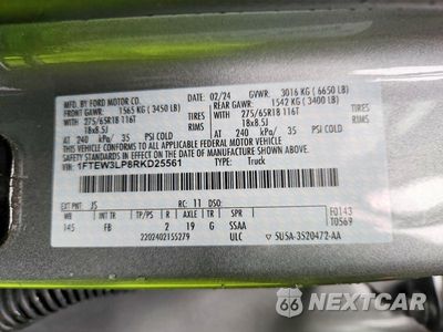 Zdjęcie 12 z 12 samochodu: 2024 FORD F150 XLT VIN:1FTEW3LP8RKD25561 - miniatura