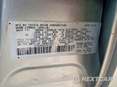 Zdjęcie 12 z 12 samochodu: 2001 TOYOTA RAV4 BASE VIN:JTEGH20V010039571 - miniatura