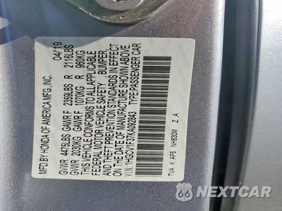 Zdjęcie 12 z 12 samochodu: 2019 HONDA ACCORD SPORT VIN:1HGCV1F37KA092843 - miniatura
