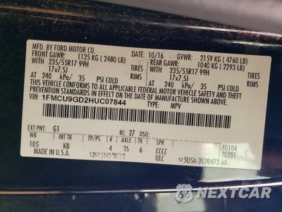 Zdjęcie 13 z 13 samochodu: 2017 FORD ESCAPE SE VIN:1FMCU9GD2HUC07844 - miniatura