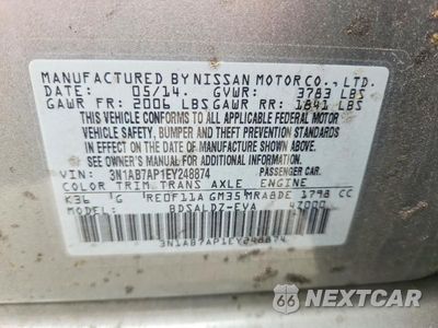 Zdjęcie 12 z 12 samochodu: 2014 NISSAN SENTRA SV VIN:3N1AB7AP1EY248874 - miniatura