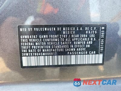 Zdjęcie 12 z 12 samochodu: 2025 VOLKSWAGEN JETTA SE VIN:3VW7X7BU4SM086817 - miniatura