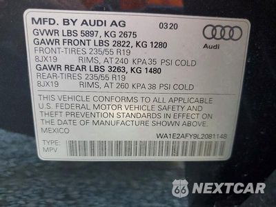 Zdjęcie 14 z 14 samochodu: 2020 AUDI Q5 E PREMIUM PLUS VIN:WA1E2AFY9L2081148 - miniatura